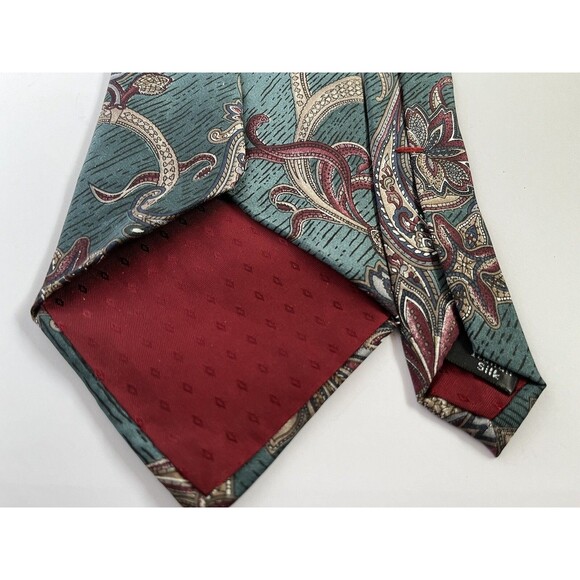 American Traditions Men's Necktie Green/Burgundy Paisley 56.5" x 4" - Picture 4 of 6